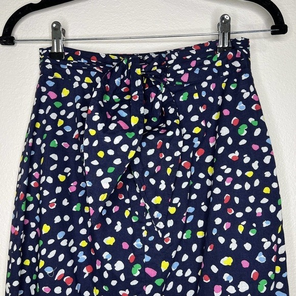 J. Crew Navy Blue Colorful Tulip Skirt in Ratti Happy Cat Print Polka Dot Sz 00 - Picture 13 of 16